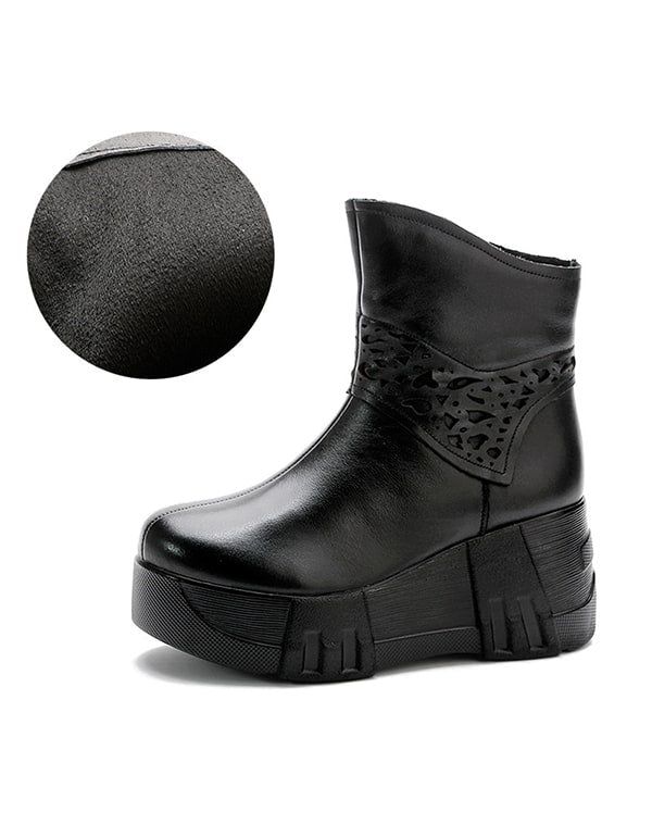 Håndlavede Udskårne Mid-tube Retro Wedge Booties