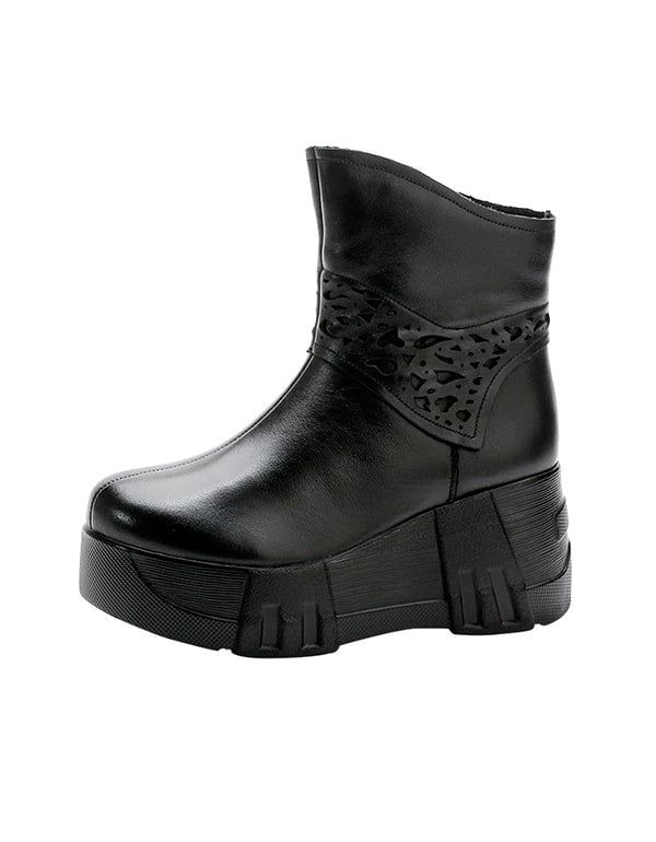 Håndlavede Udskårne Mid-tube Retro Wedge Booties