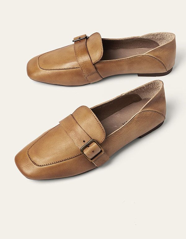 Forår British Style Retro Læder Flats