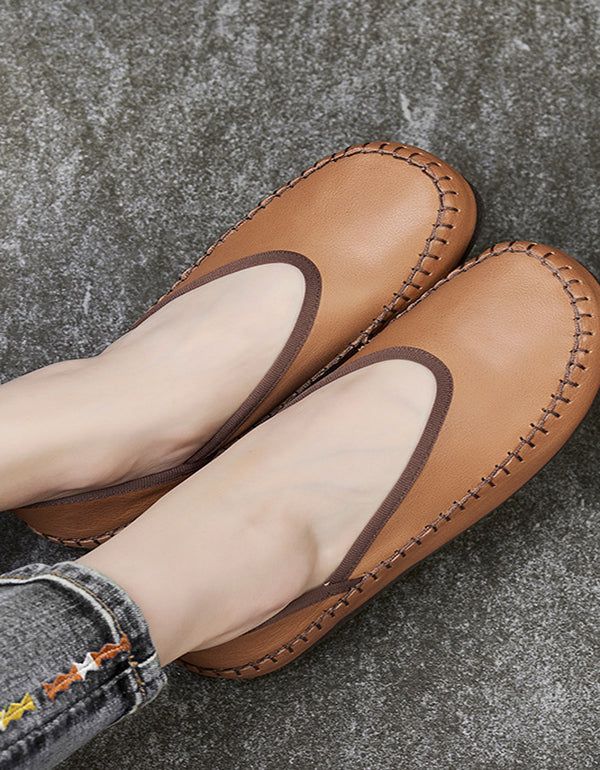 Forår Sommer Retro Læder Flats Loafers