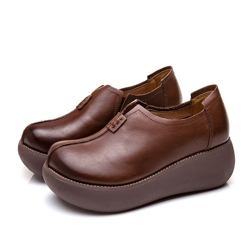 Læder Retro Spring Wedge Damesko