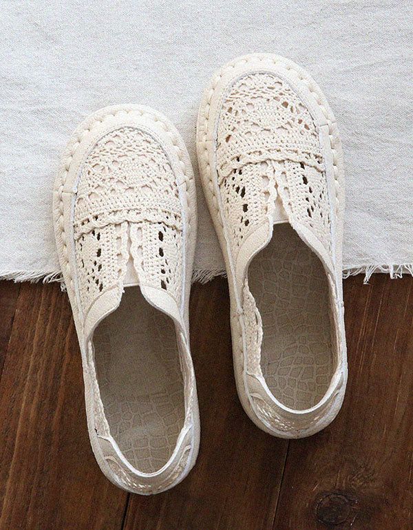 Retro Læder Blød Sål Komfortable Lace Flats