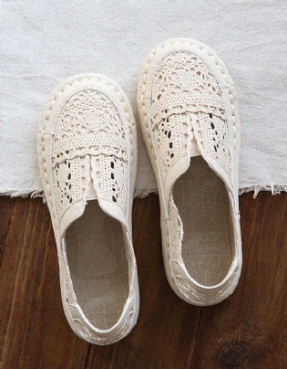 Retro Læder Blød Sål Komfortable Lace Flats