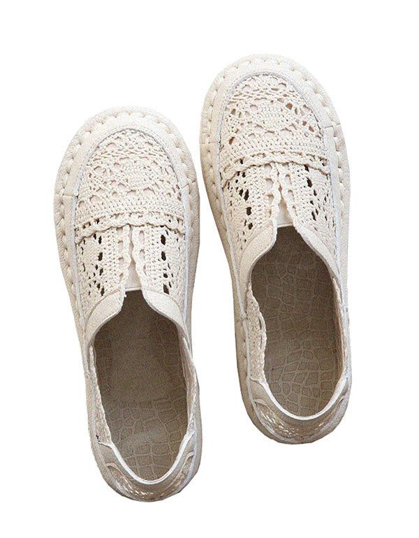 Retro Læder Blød Sål Komfortable Lace Flats