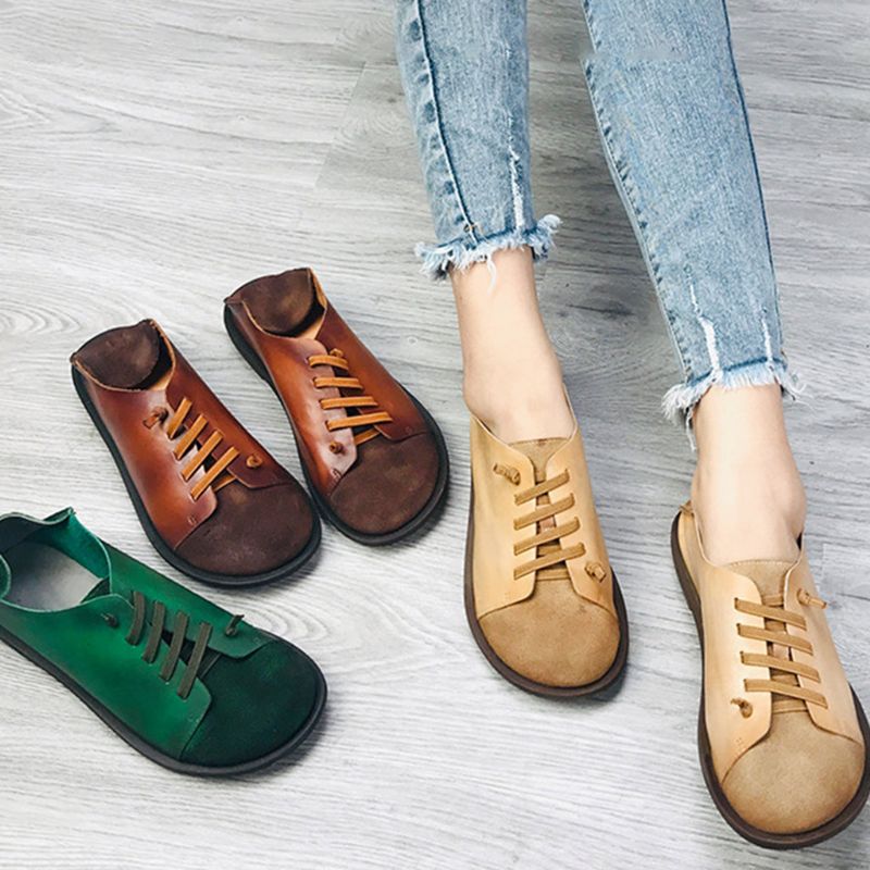 Spring Flats Farvematchende Retro Loafers Til Kvinder