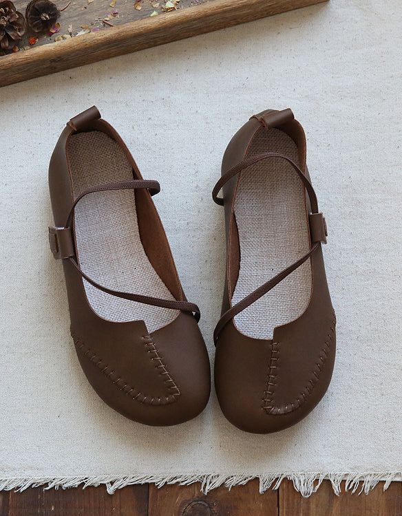 Syning Sommer Retro Flats I Blødt Læder