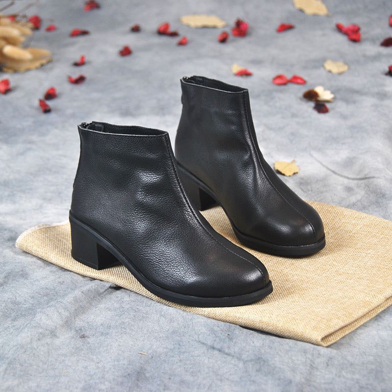 Lavhælede Velvet Black Short Boots 34-41 | Gave Sko