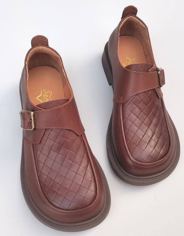 Bredt Hovedspænde Retro Læder Loafers