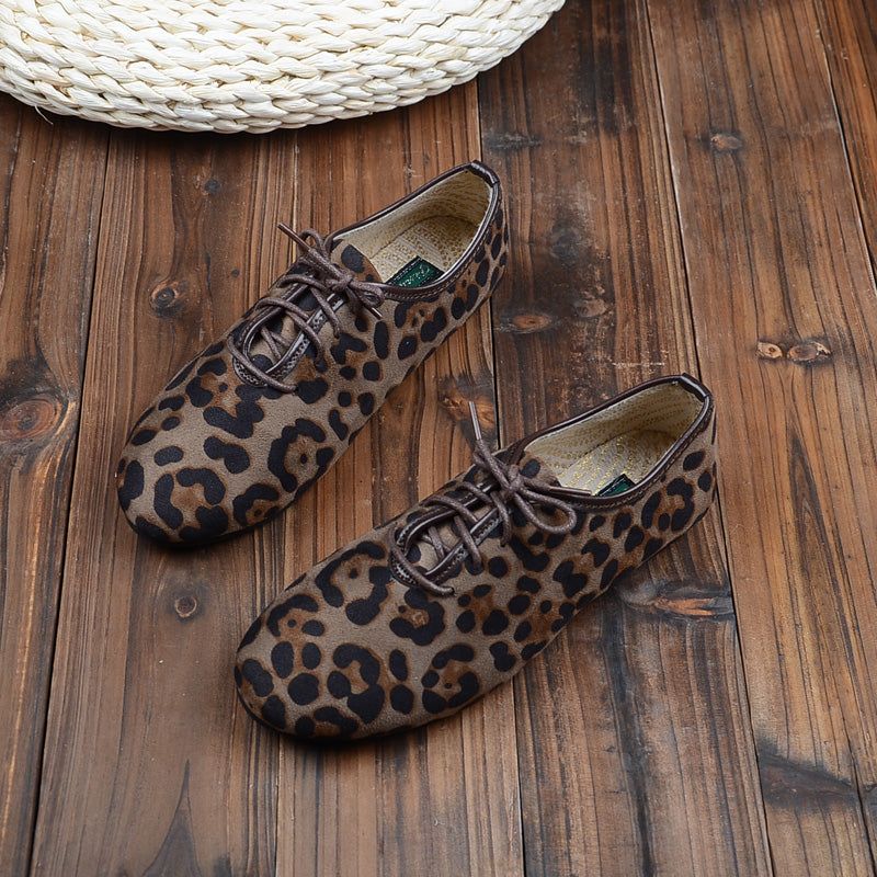 Dame Casual Flat Leopard Sko