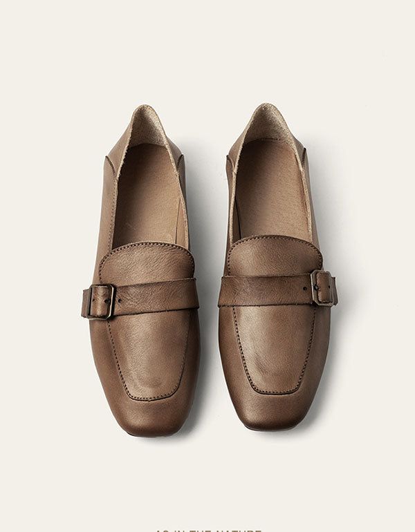 Forår British Style Retro Læder Flats