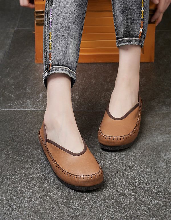 Forår Sommer Retro Læder Flats Loafers