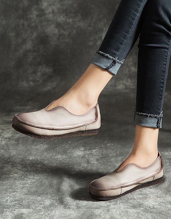 Håndlavede Bløde Læder-slip-on Retro Flade Sko