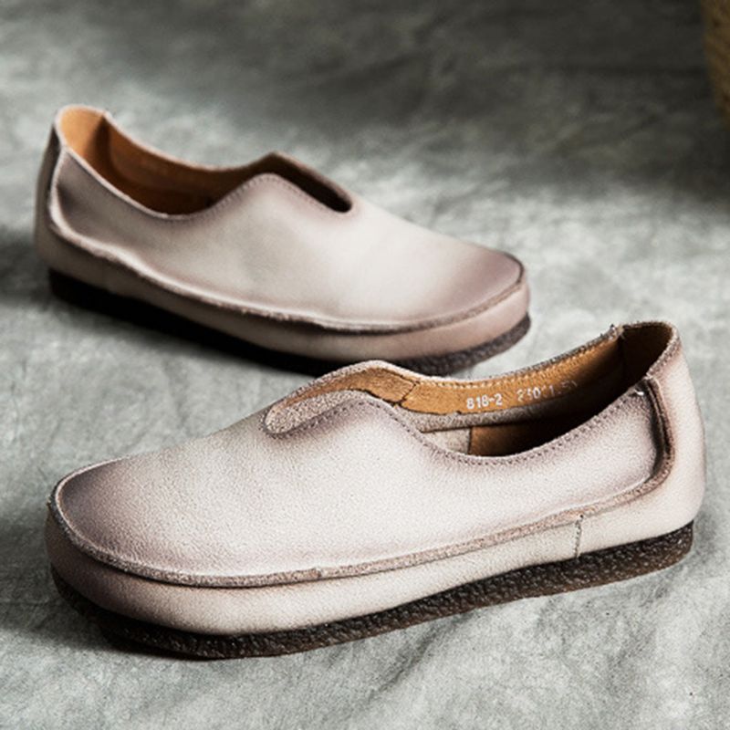 Håndlavede Bløde Læder-slip-on Retro Flade Sko