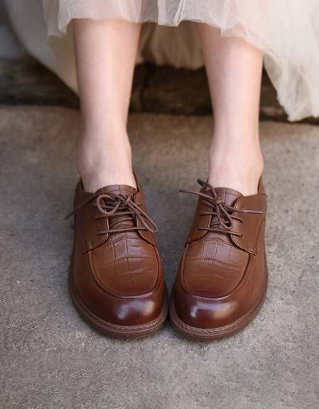 Håndlavede Vintage Comfy Loafers Med Snørebånd