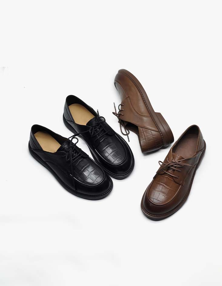 Håndlavede Vintage Comfy Loafers Med Snørebånd