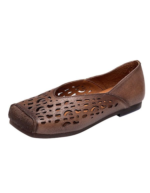 Håndlavet Læder Comfort Brown Flats