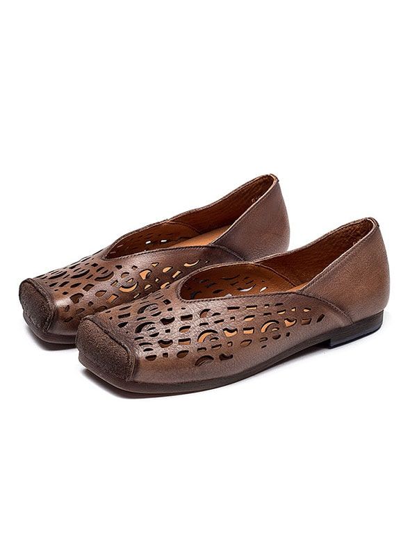 Håndlavet Læder Comfort Brown Flats