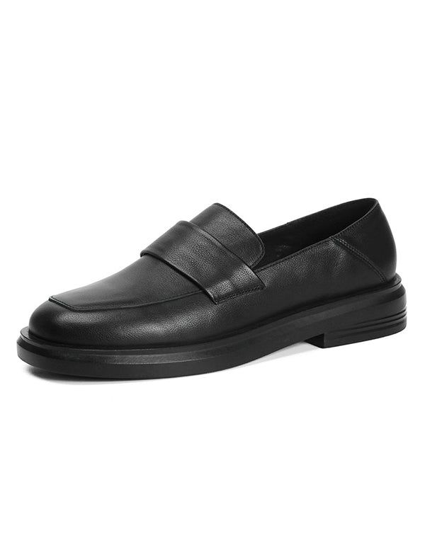 Kohud Fjeder Simple Black Læder Flats Work