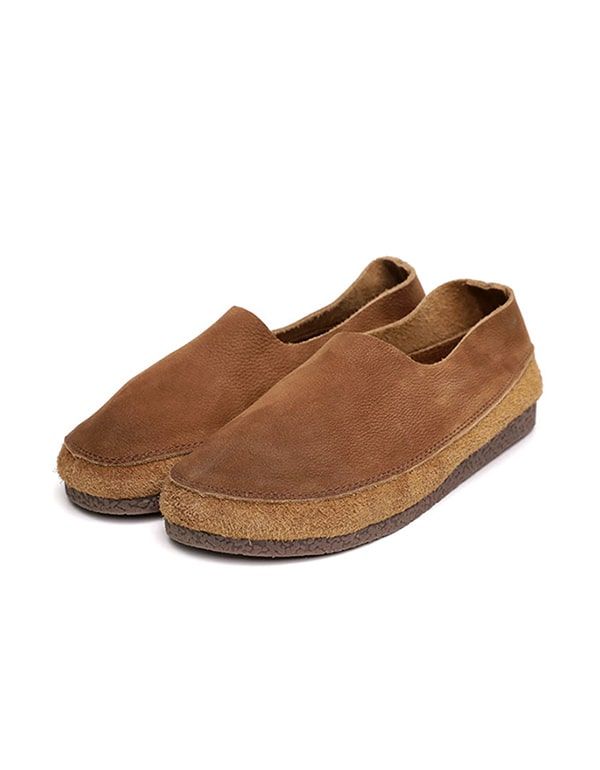 Komfortable Læder Retro Slip-on Flats Til Kvinder