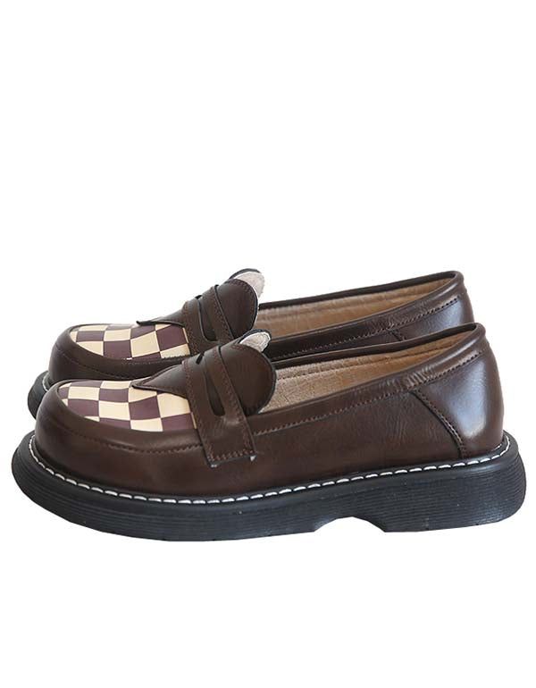 Plaid Med Bred Hoved Foran Behagelige Loafers