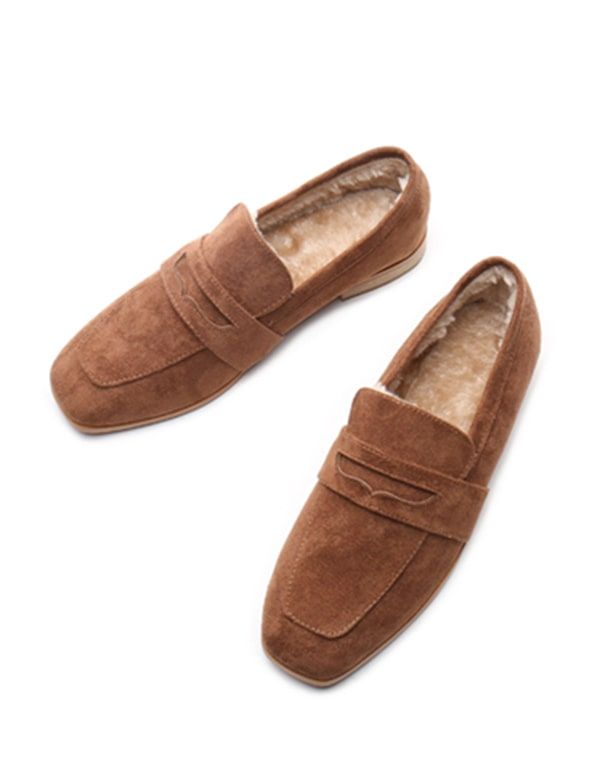 Square Head Fladhælede Ruskind Britiske Loafers