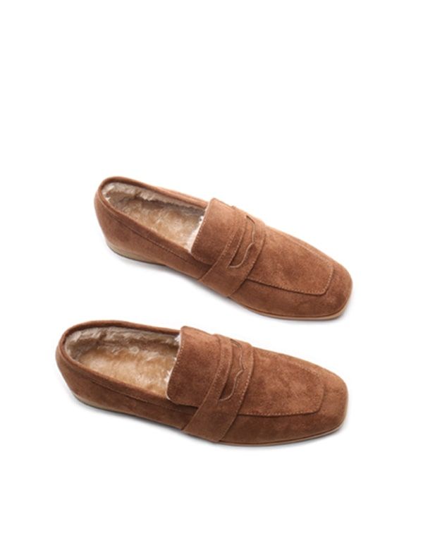 Square Head Fladhælede Ruskind Britiske Loafers