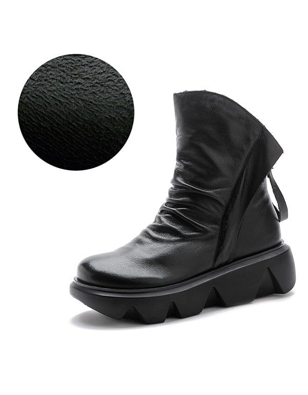 Håndlavede Retro Læder Dobbelt Lynlås Gear Booties