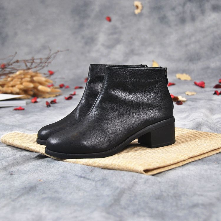 Lavhælede Velvet Black Short Boots 34-41 | Gave Sko