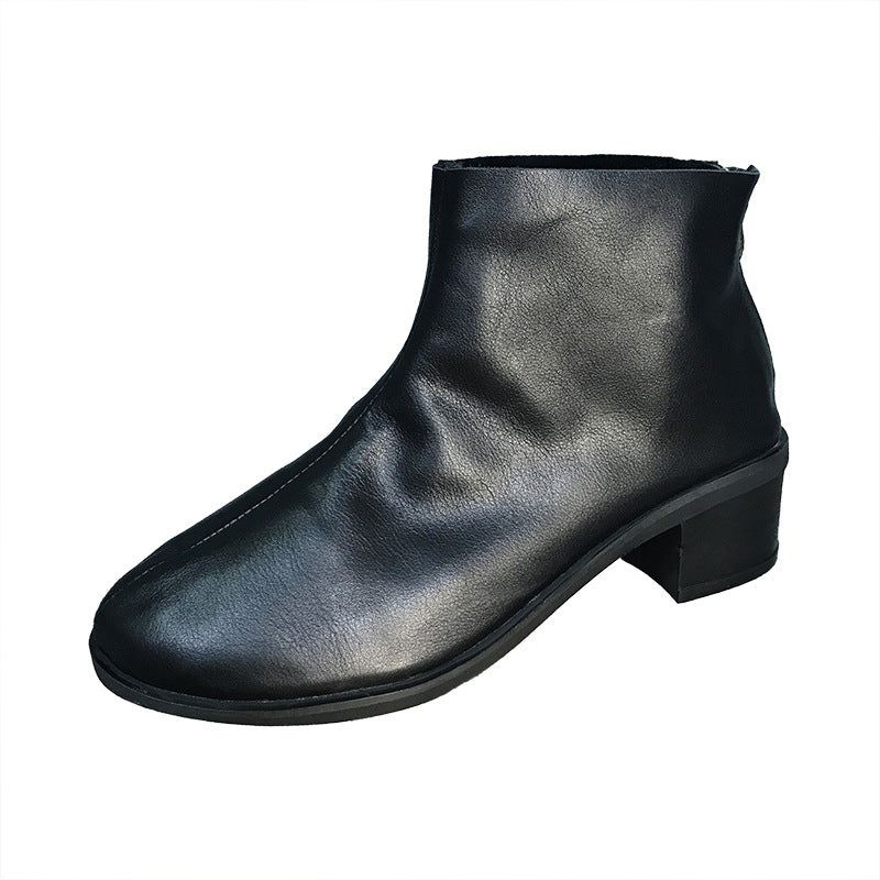 Lavhælede Velvet Black Short Boots 34-41 | Gave Sko