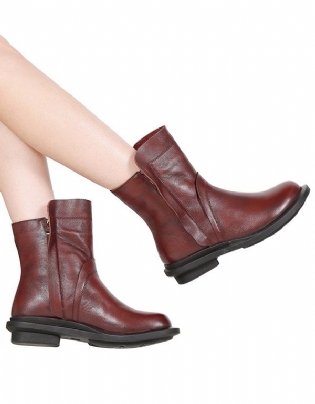 Round Head Læder Chelsea Short Boots