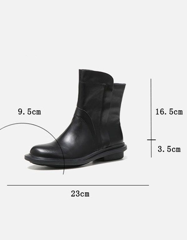 Round Head Læder Chelsea Short Boots