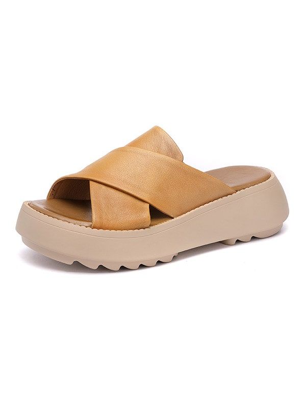 Kvinders Cross Strap Summer Wedge Hjemmesko