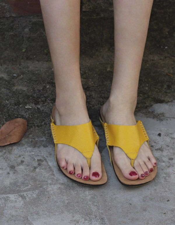 Sommer Læder Flip-flops Hjemmesko Til Kvinder