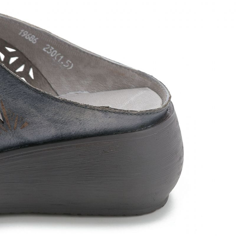 Sommer Retro Hollow Holiday Wedge Hjemmesko