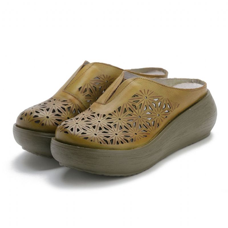 Sommer Retro Hollow Holiday Wedge Hjemmesko