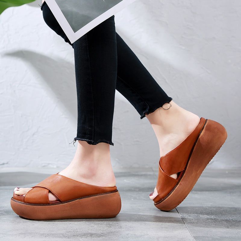 Summer Cross Strap Wedge Hjemmesko