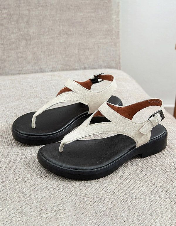 Sommer Retro Læder Flip Flops Sandaler