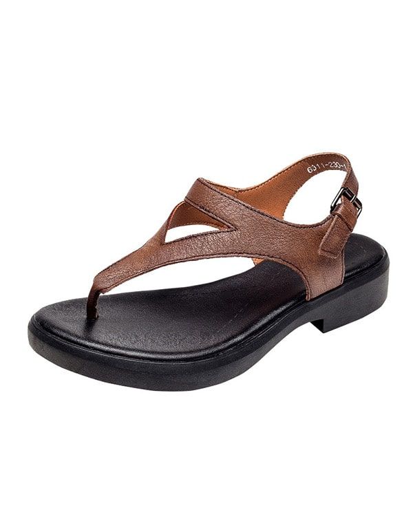 Sommer Retro Læder Flip Flops Sandaler