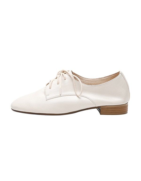 Forår Blødt Læder Lace-up Britisk Stil Flats