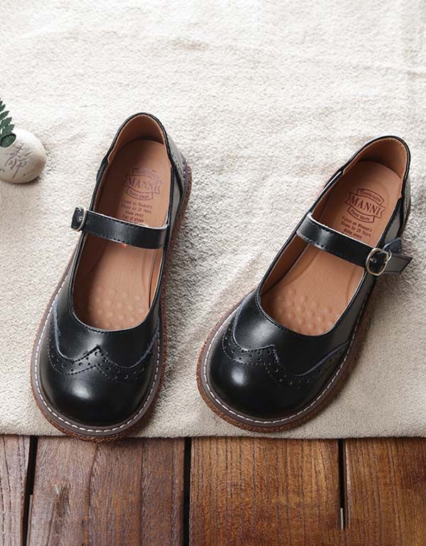 Round Head Retro Oxford Mary Jane Sko