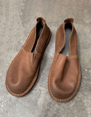 Slip-on Håndlavet Læder Retro Flats Til Mænd