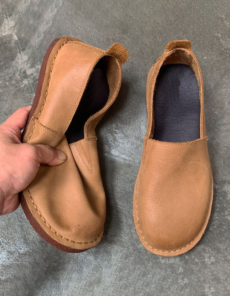 Slip-on Håndlavet Læder Retro Flats Til Mænd