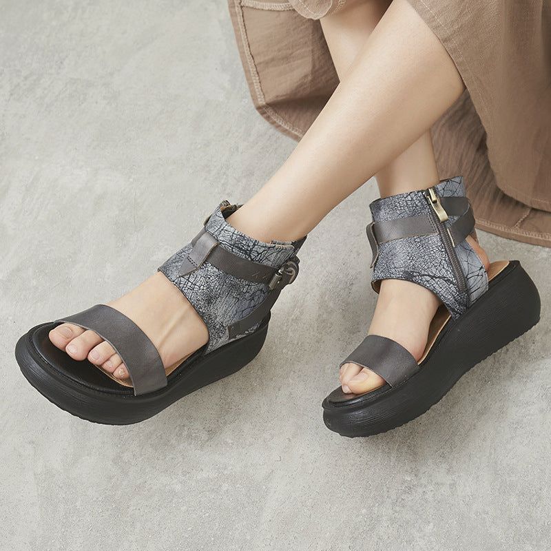 Sommer Dame Læder Platform Sandaler