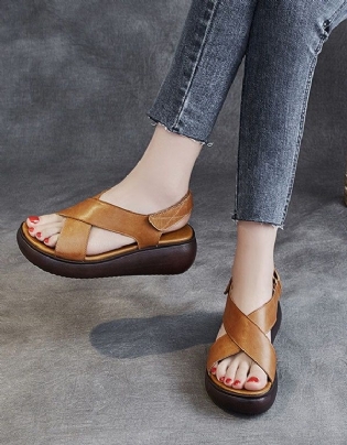 Sommer Open-toe Cross Strap Kilesandaler