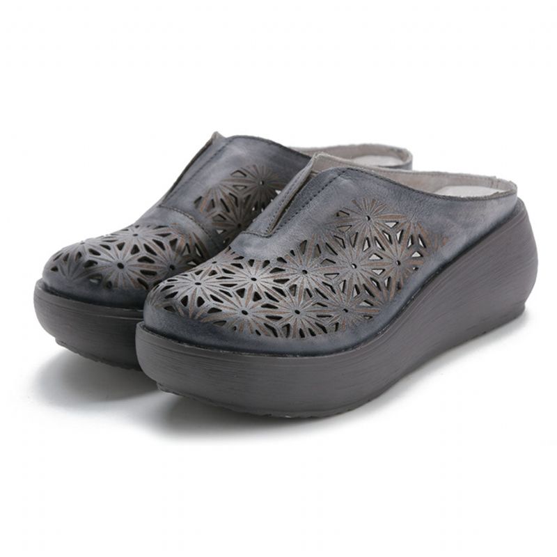 Sommer Retro Hollow Holiday Wedge Hjemmesko