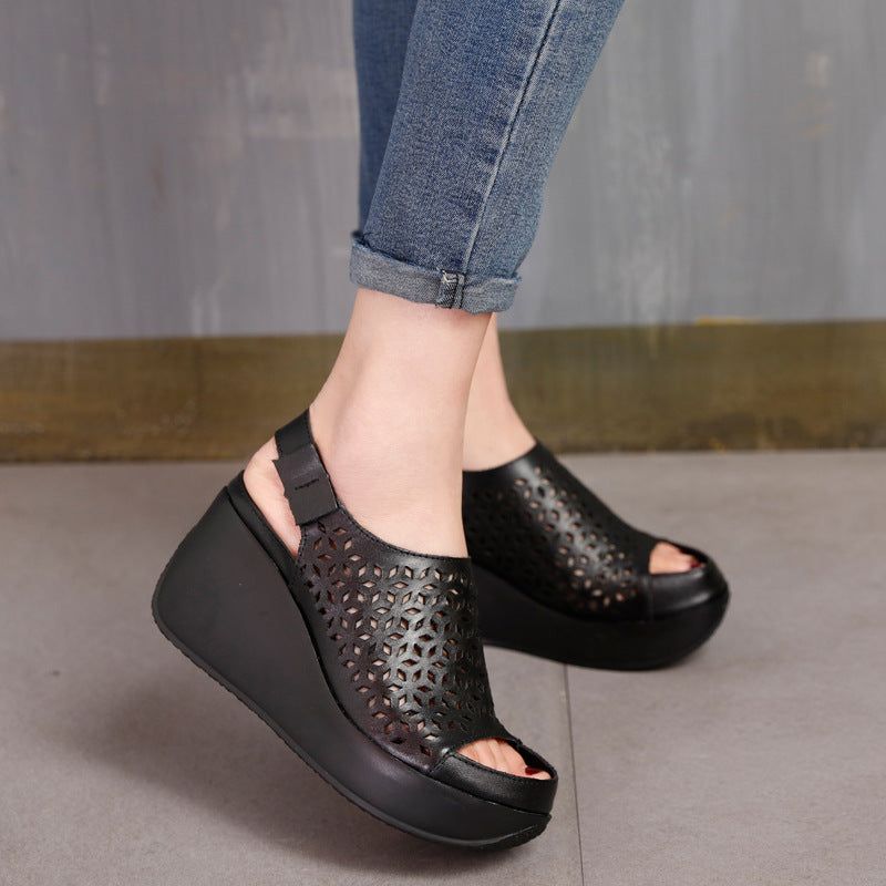 Summer Hollow Retro Slingback Wedges Sandaler