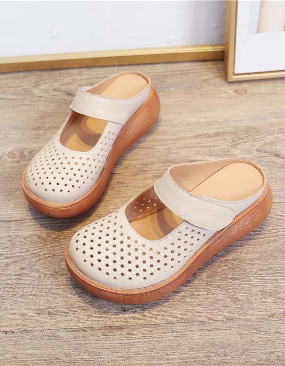 Summer Hollow Velcro Wedge Slipper