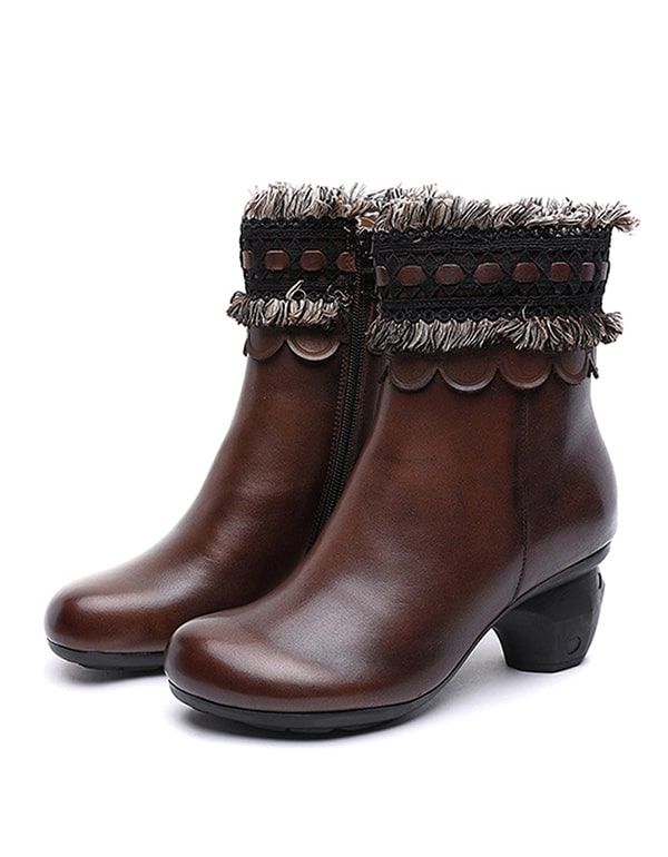 Bohemian Tassels Retro Chunky Heel Boots