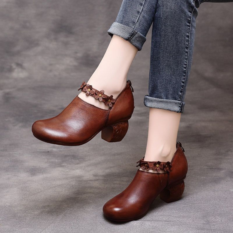 Dame Retro Chunky Heels Sko