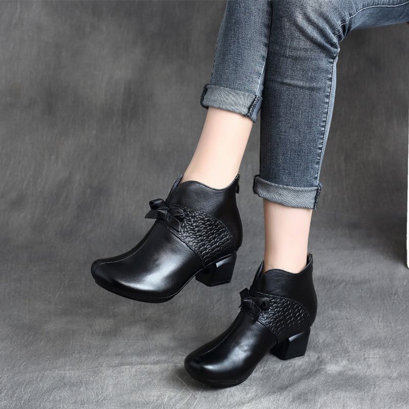 Håndlavede Retro Mid-heel Chunky Boots